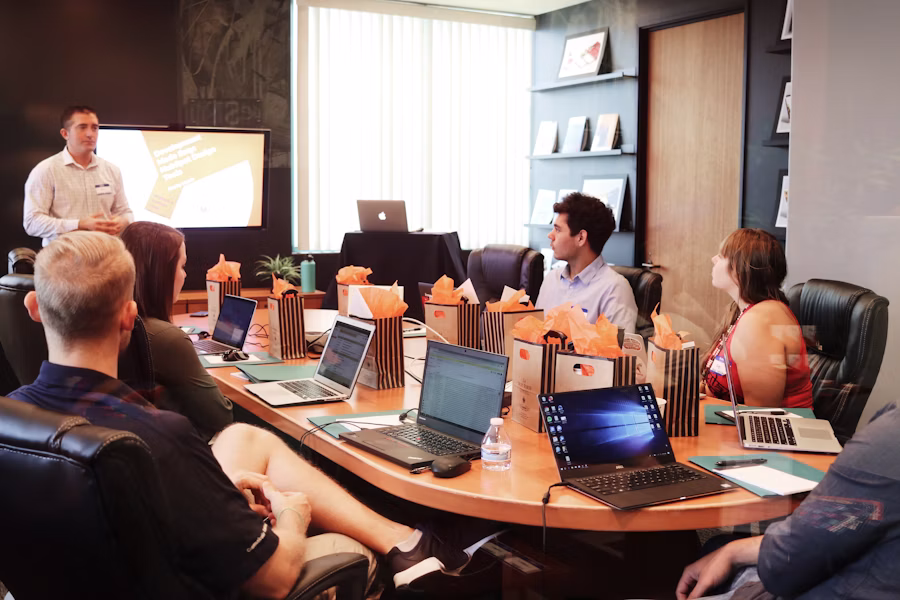 Business team meeting at a table